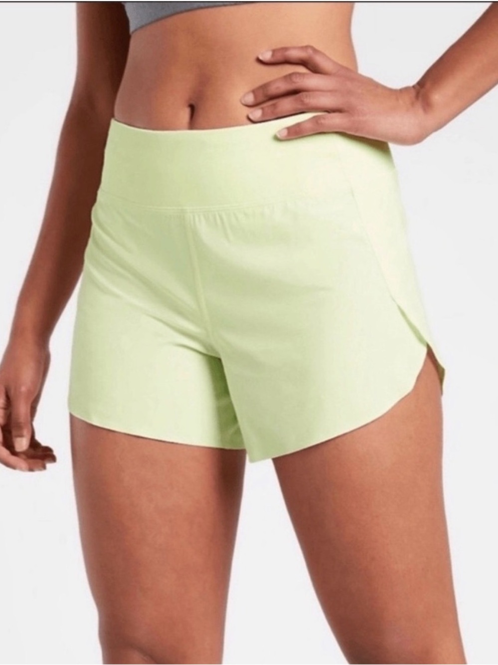 Athleta Light yellow Split-Hem Athletic Shorts